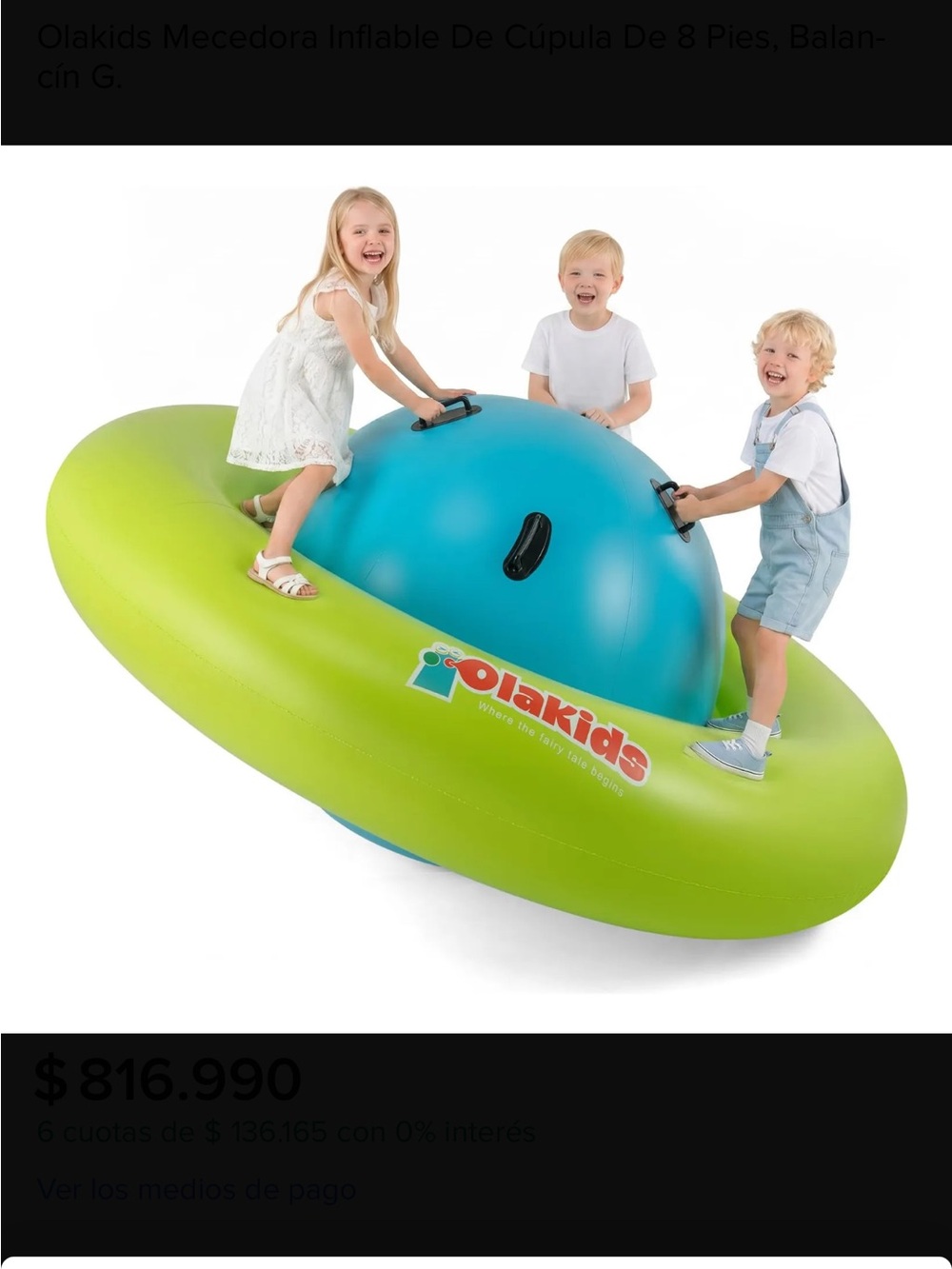 Inflatable Balance Rider — Blue & Green Kids Toy